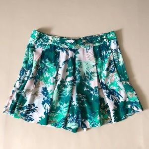 ANTHROPOLOGIE ELEVENSES Palm Tree Print‎ Pleat Front Skort Sz 8